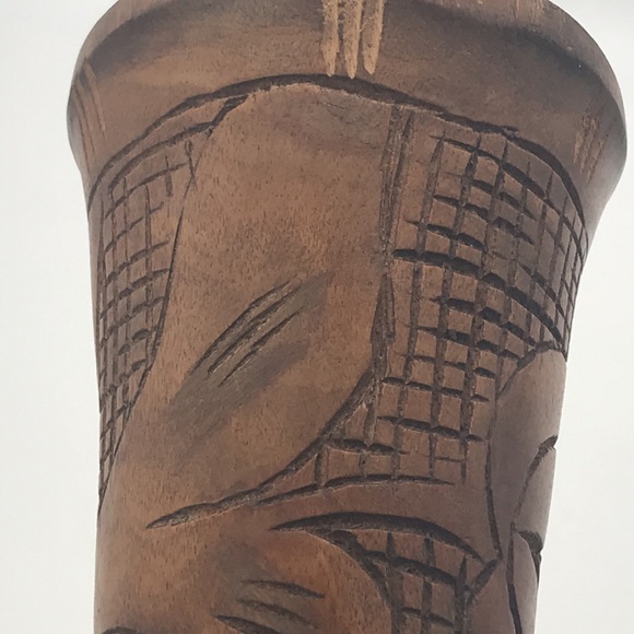 Vintage Carved Wooden Primitive Vase - Picture 10 of 11